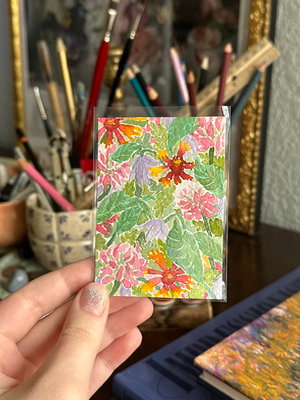 Spring Florals 1 aceo art card thumbnail 3