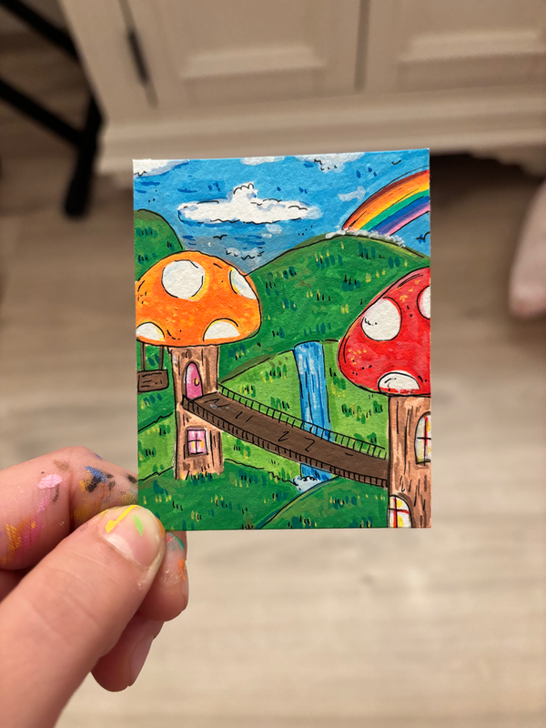 Mushroom Fantasy Land aceo art card