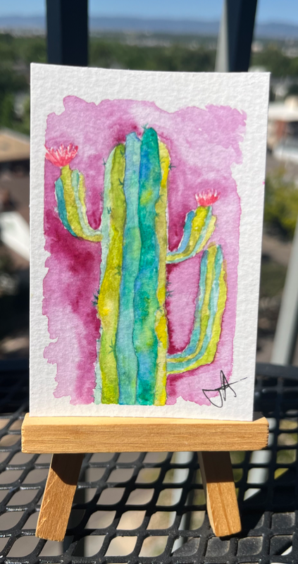 Magenta Cactus aceo art card