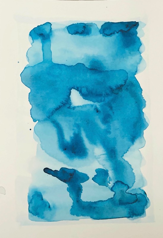 Blue abstract aceo art card