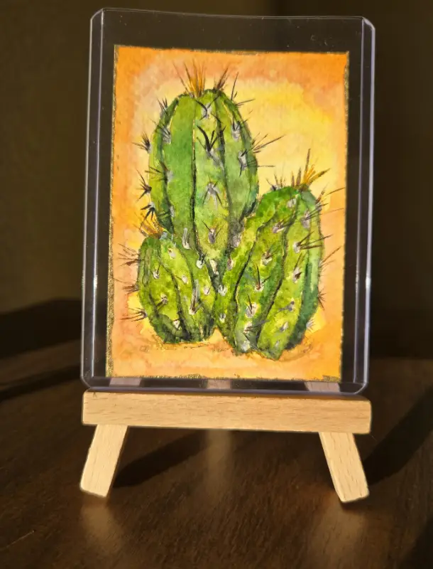 Desert Companions | Original ACEO Mini Painting | Desert Cactus aceo art card
