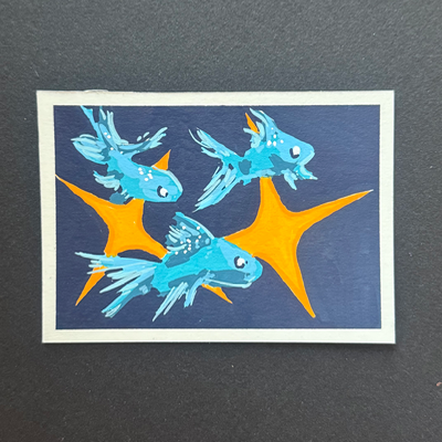 starry blue aceo art card thumbnail 2