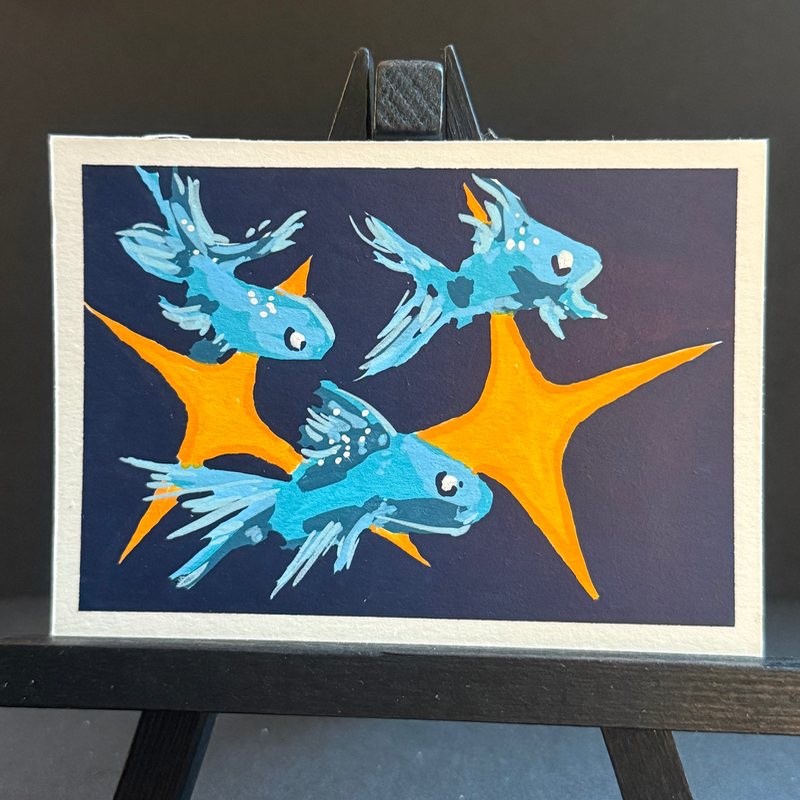 starry blue aceo art card