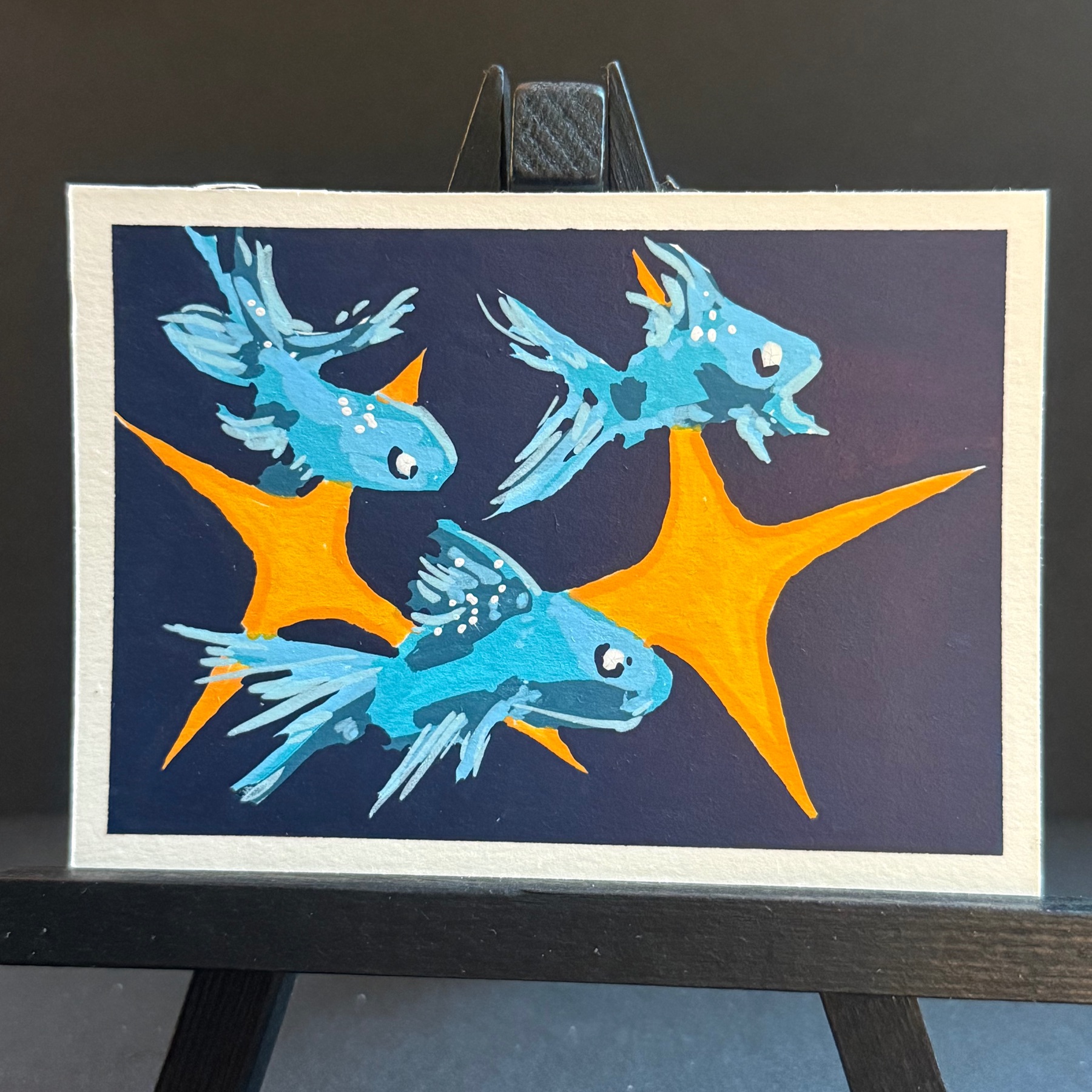 starry blue aceo art card