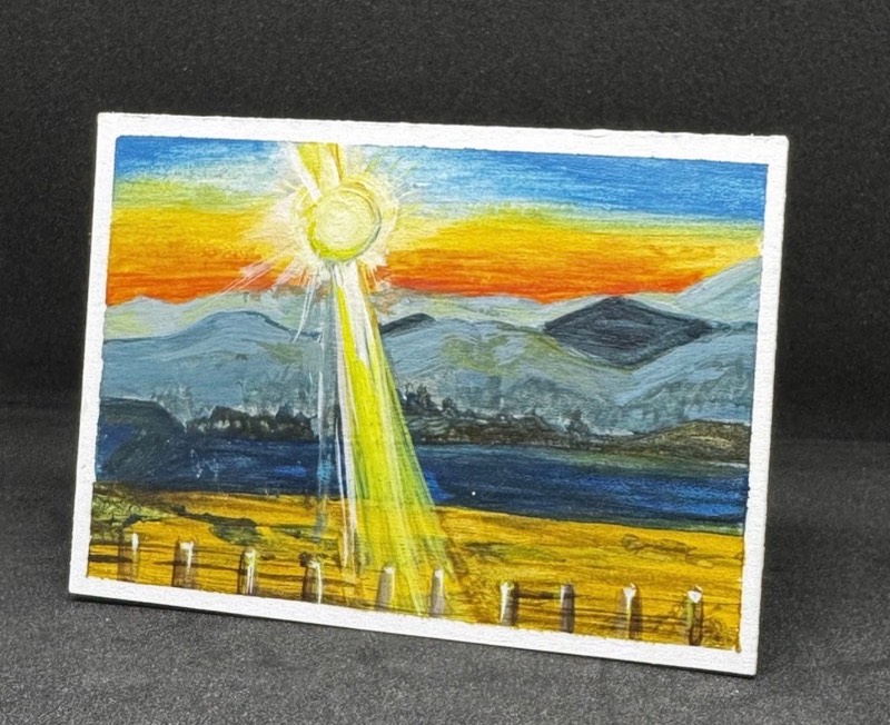 Santa Fe - Coyote Pass Original Watercolor Gouache Landscape Art aceo art card