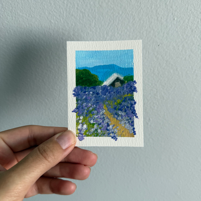 Original Lavender Landscape ACEO | Summer Lavender #3/3 aceo art card thumbnail 1