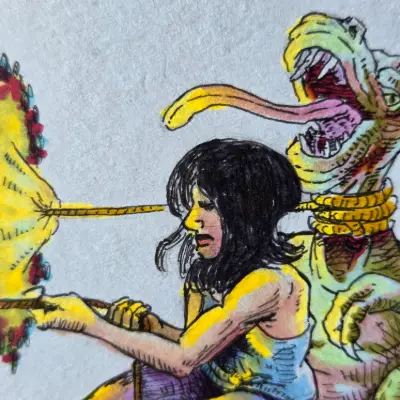 Get That Dinosaur! aceo art card thumbnail 2