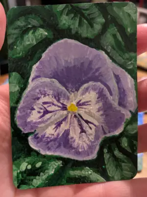 Purple pansy aceo art card thumbnail 3
