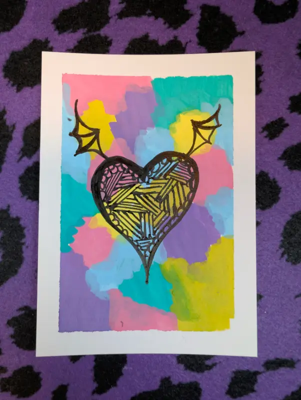 Pastel Goth heart | a bit of terrific aceo art card