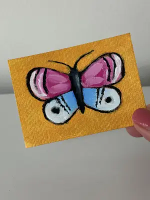 Pink Energy Butterfly aceo art card thumbnail 1