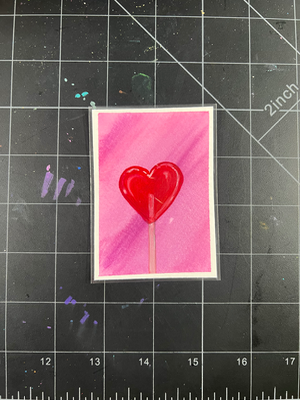 Red Heart Pop aceo art card thumbnail 1