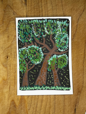 Treeline at 2AM aceo art card thumbnail 2