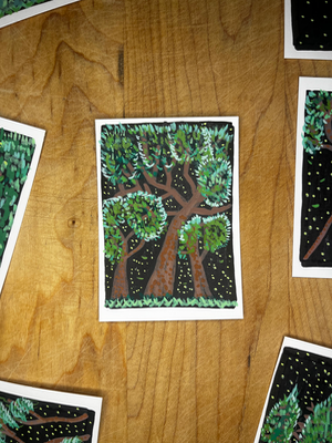 Treeline at 2AM aceo art card thumbnail 1
