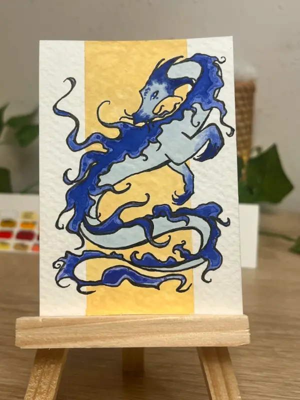Blue Loong aceo art card
