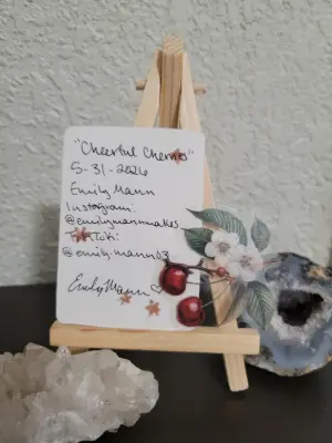 Cheerful Cherries 🍒 aceo art card thumbnail 2
