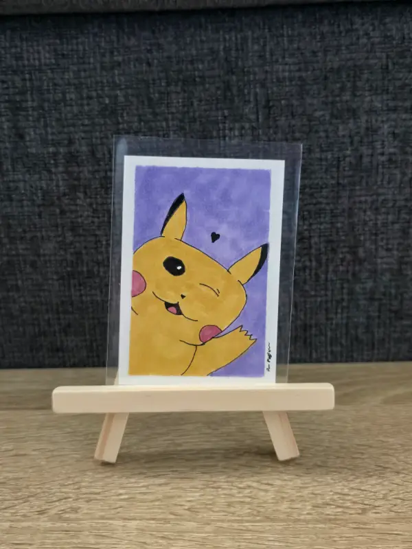 PikaWink Pikachu Fanart aceo art card