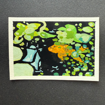 midnight pond aceo art card thumbnail 2
