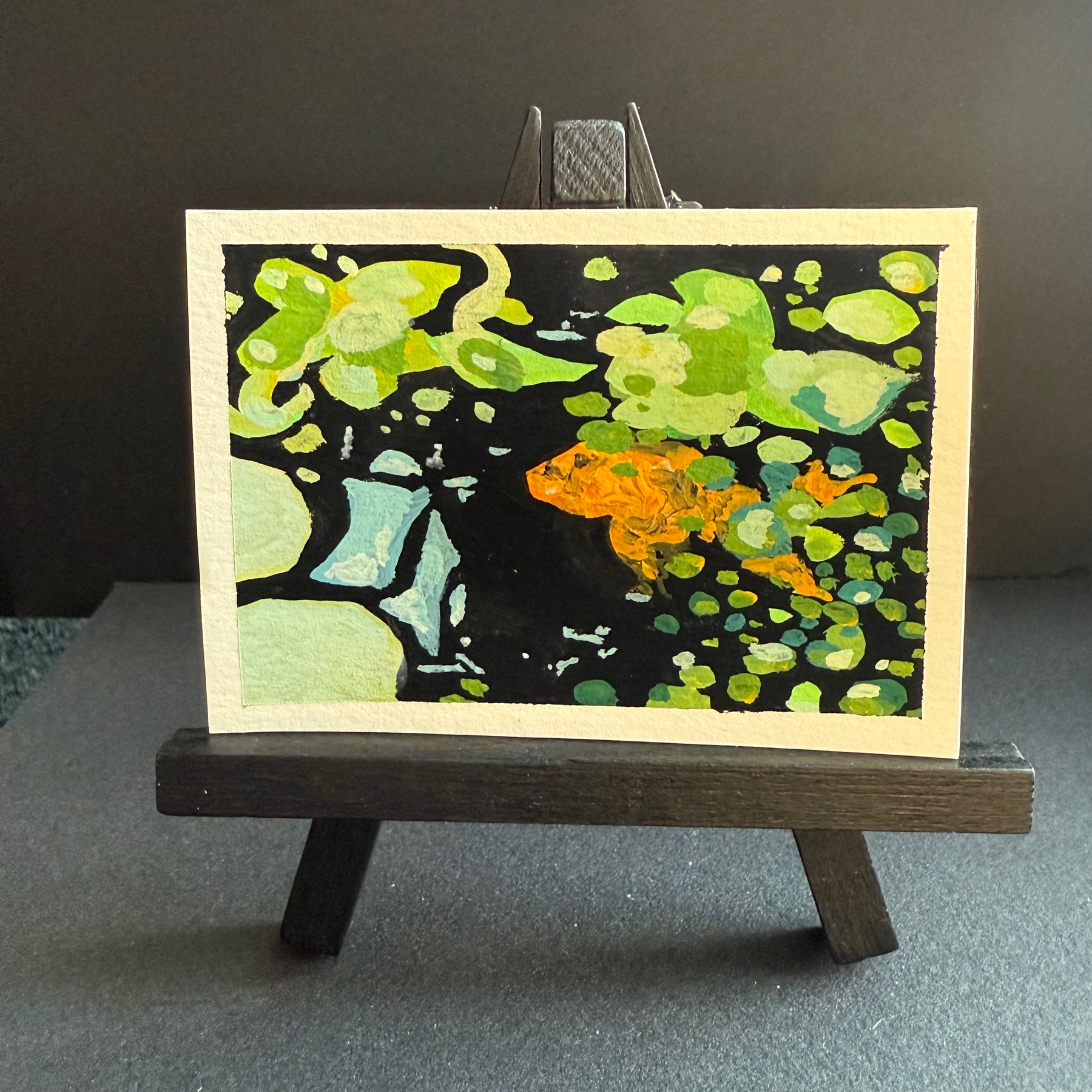 midnight pond aceo art card