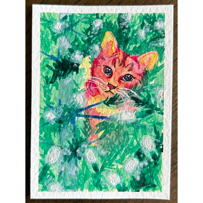 Cats Fall Tree | aceo art | TinyGallery