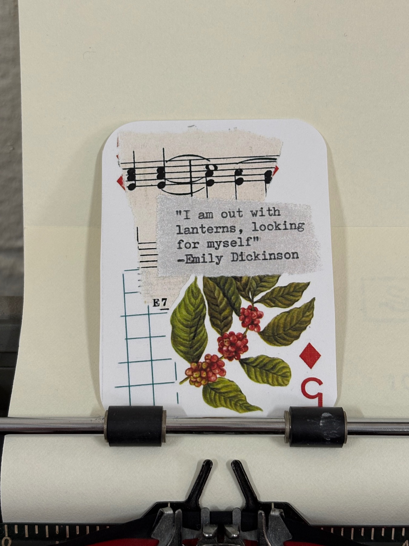 Cherry Emily Dickinson quote collage print by Mazerzine cherries aceo art card