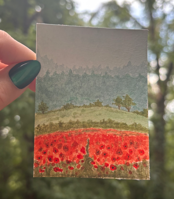 Poppy field aceo art card