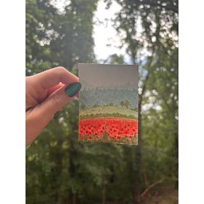 Poppy field aceo art card thumbnail 2