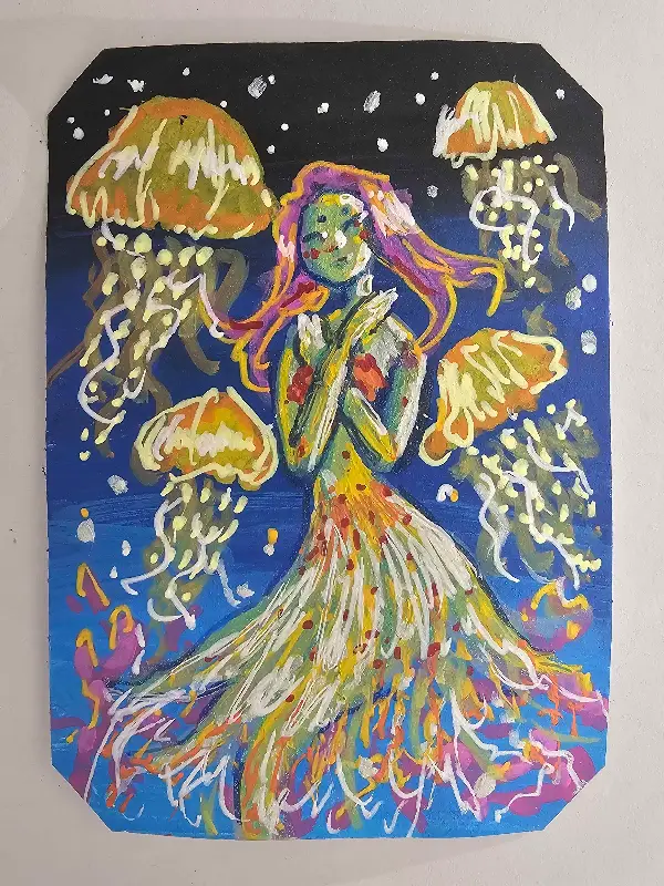 Jellyfish Colony aceo art card