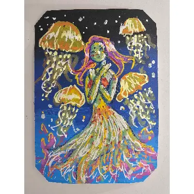 Jellyfish Colony aceo art card thumbnail 1