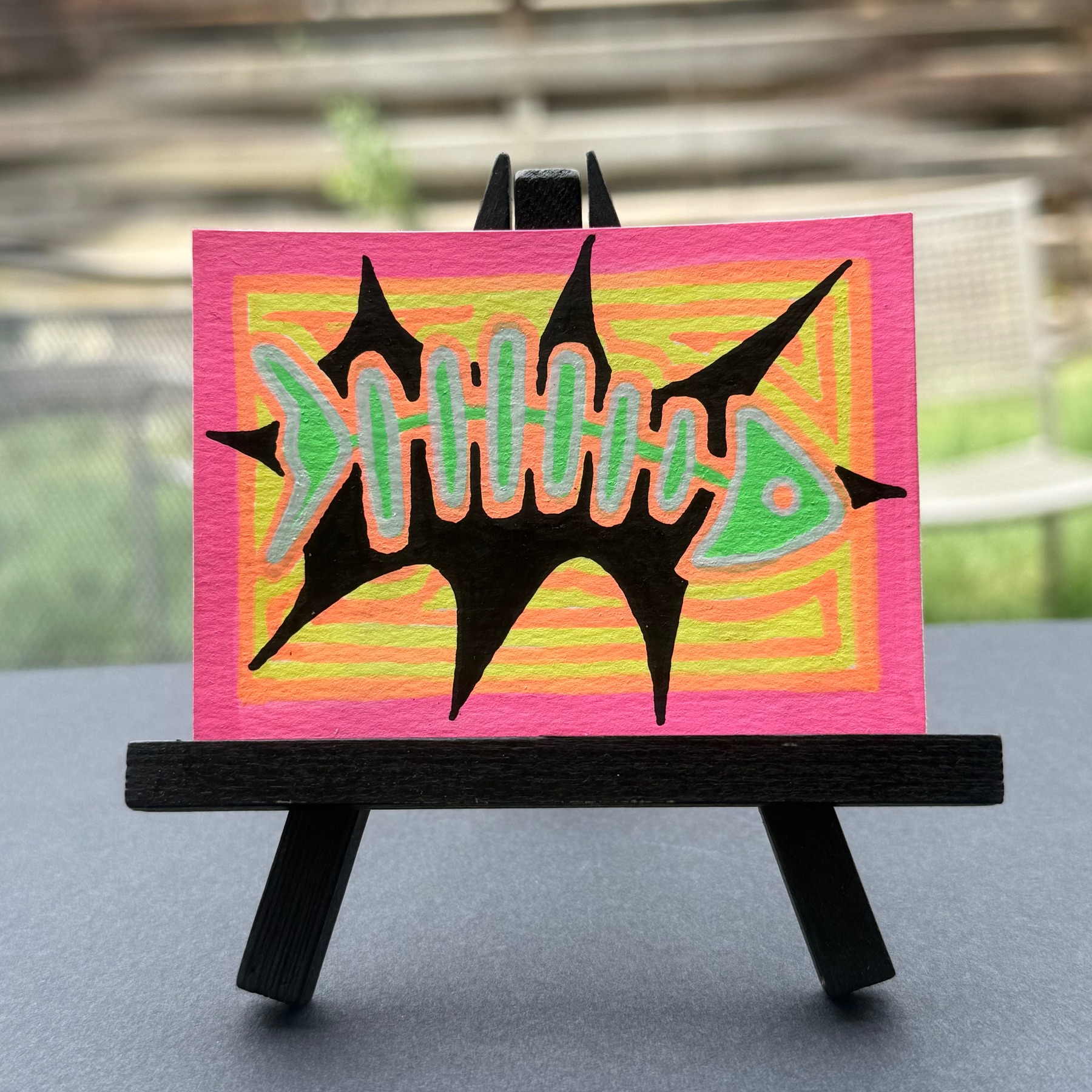 laser fish aceo art card