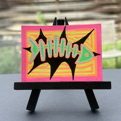 laser fish aceo art card thumbnail 1