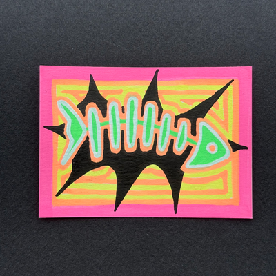 laser fish aceo art card thumbnail 2
