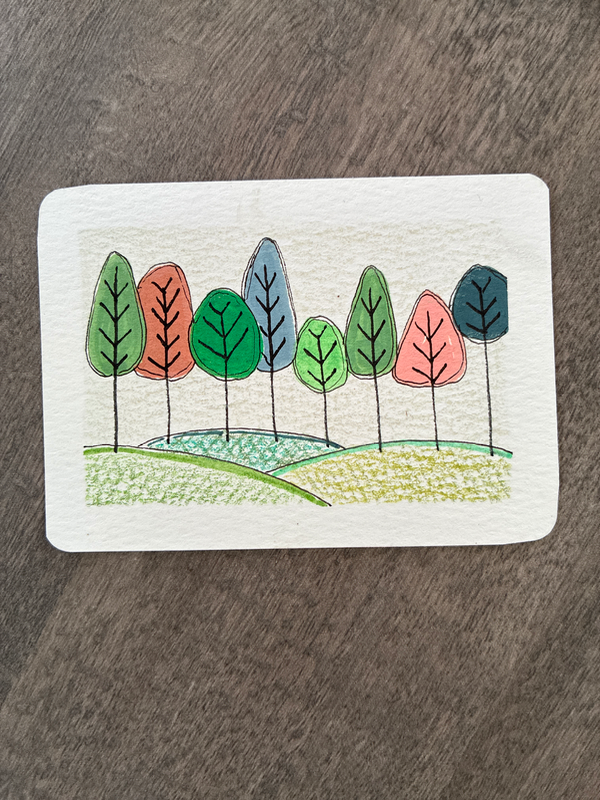 Trees aceo art card