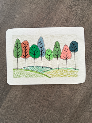 Trees aceo art card thumbnail 1