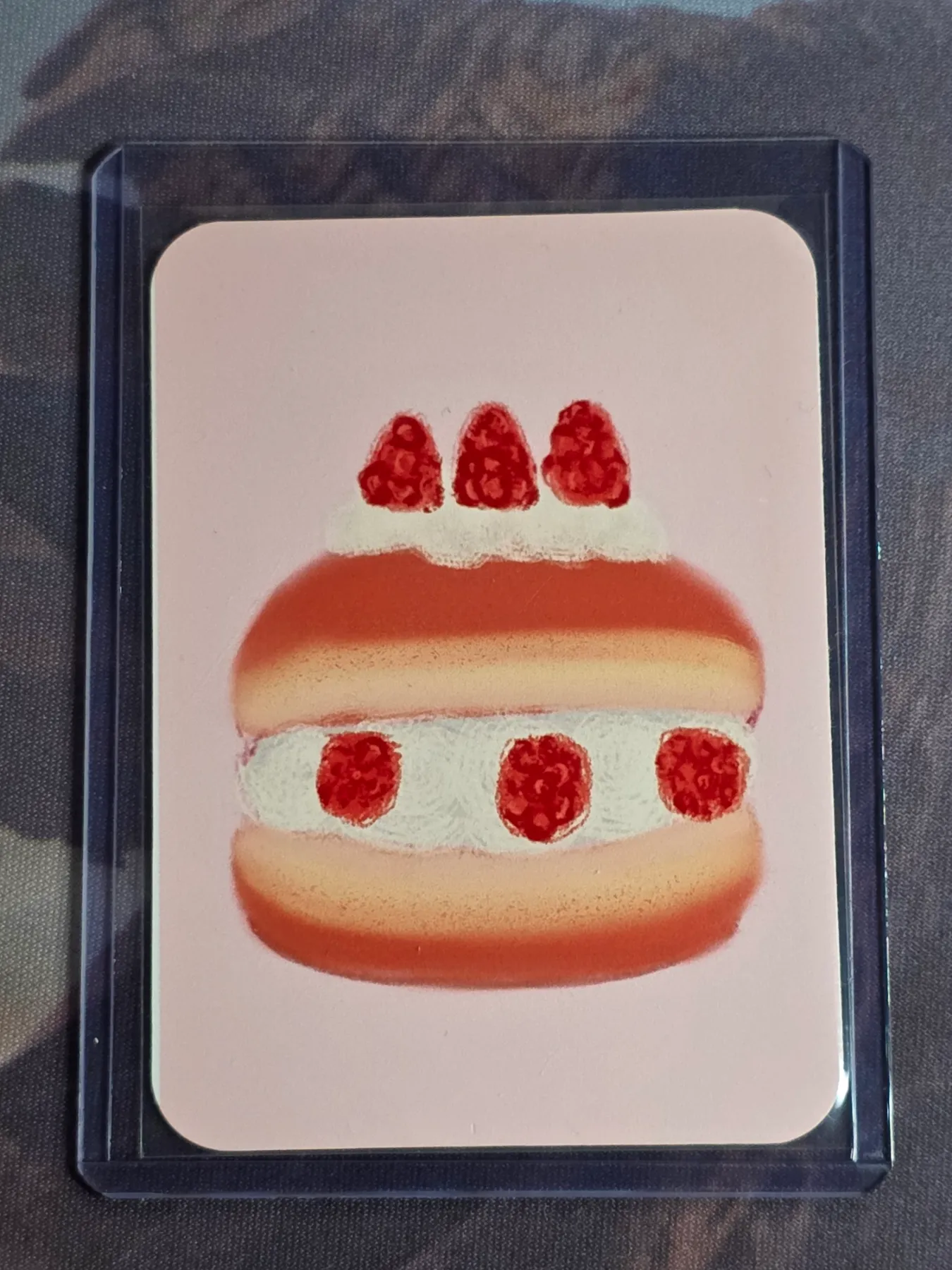 Raspberry Filled donut aceo art card
