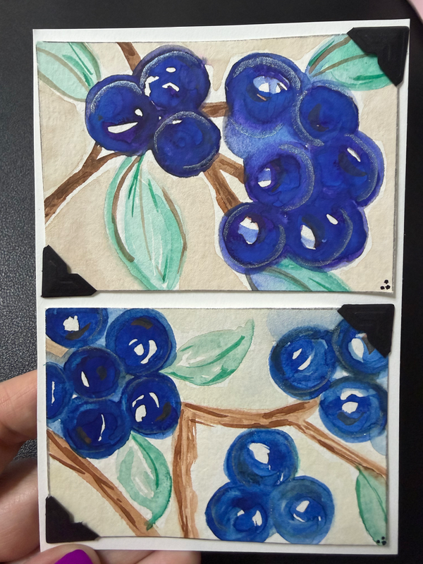 Blueberry Bloom aceo art card