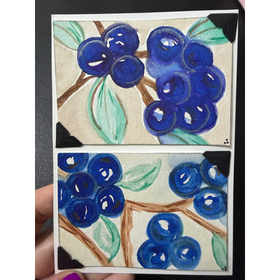 Blueberry Bloom aceo art card thumbnail 1