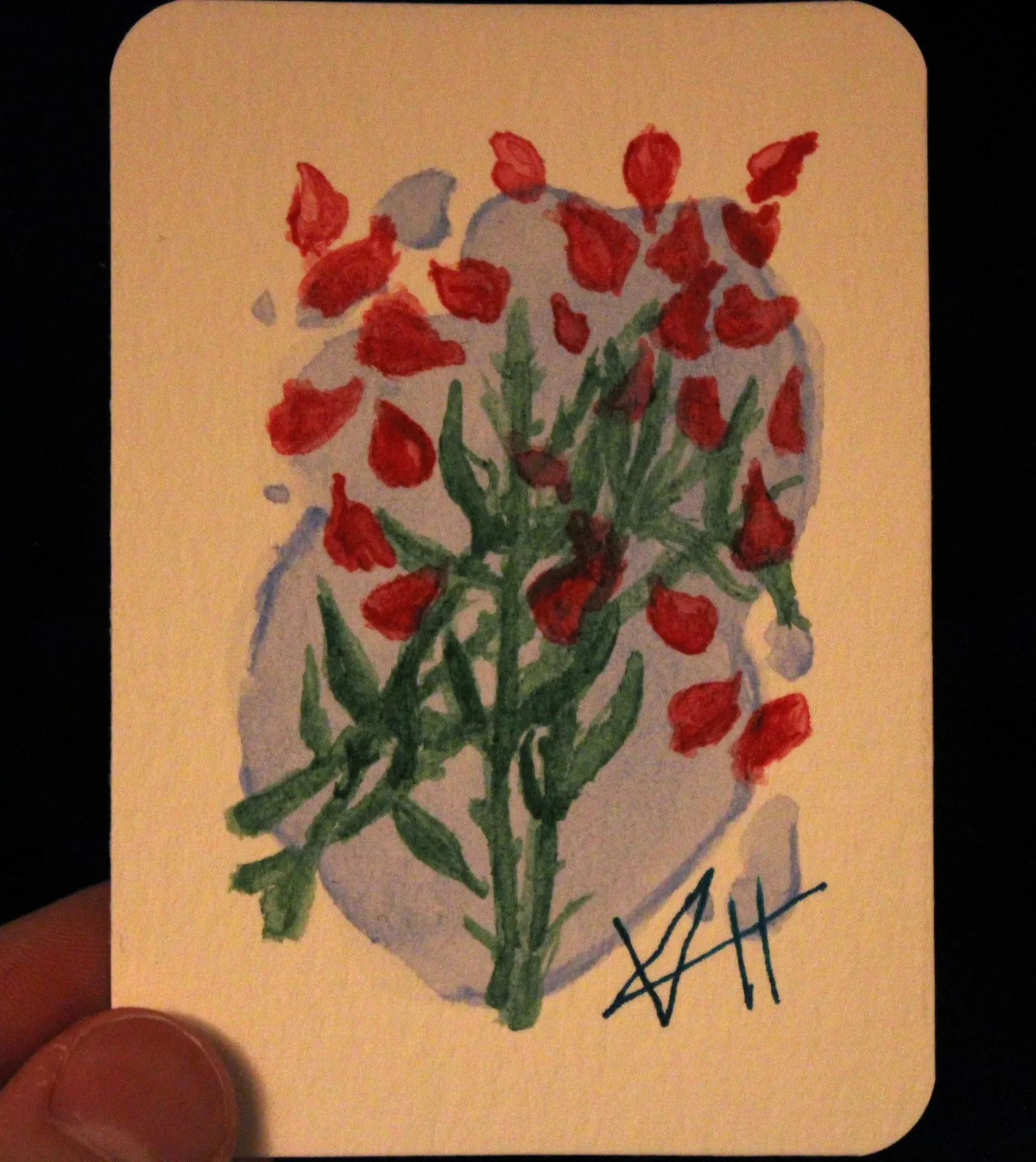 Tipped Roses aceo art card