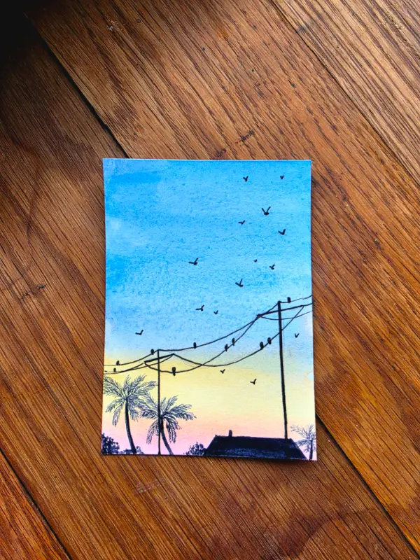 Tropical Sunrise aceo art card