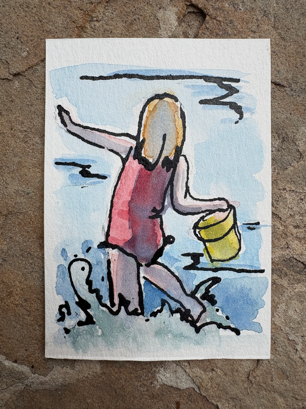 Girl in a lake no3 aceo art card