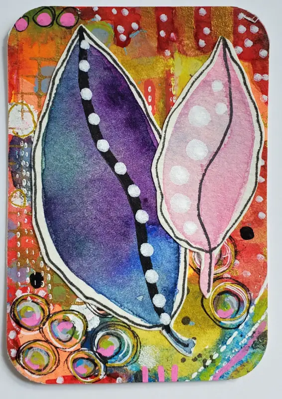 Happy Leaves aceo art card