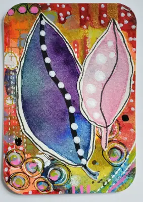 Happy Leaves aceo art card thumbnail 1