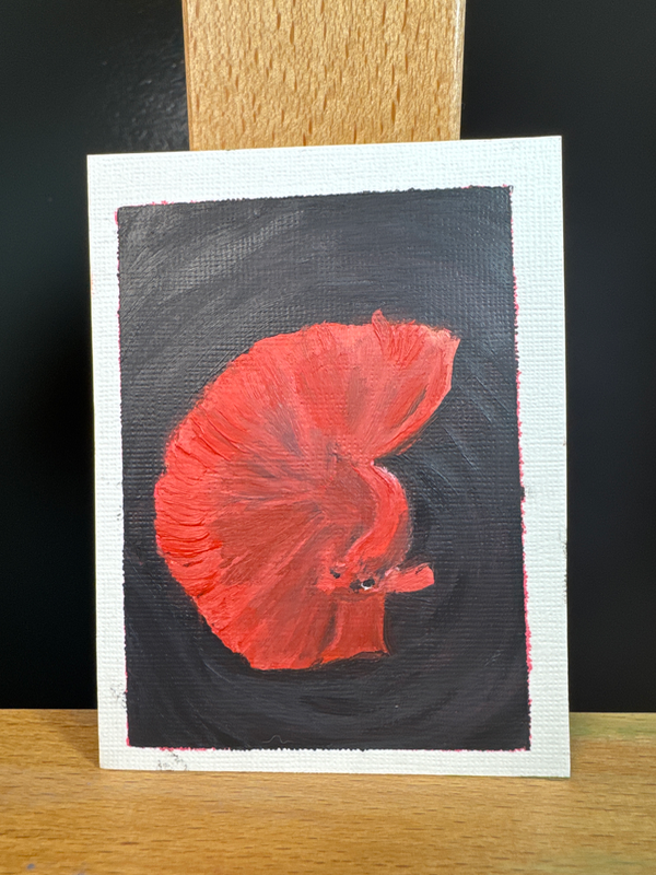 Red Beta aceo art card