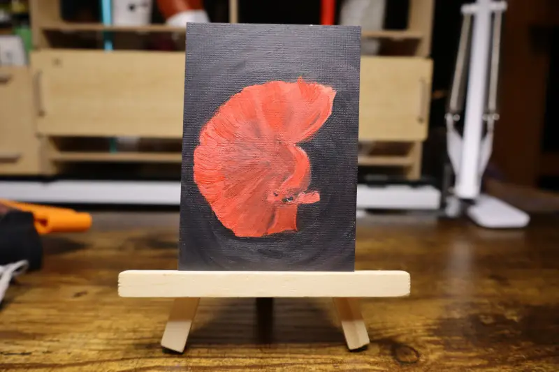 Red Beta aceo art card