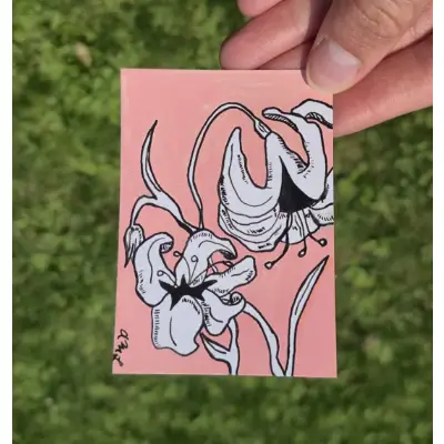 Delicate Lilies aceo art card thumbnail 1