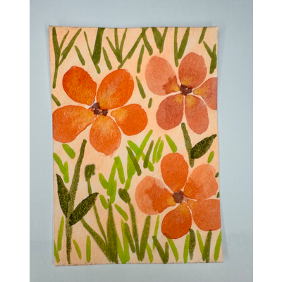 Orange flowers aceo art card thumbnail 2
