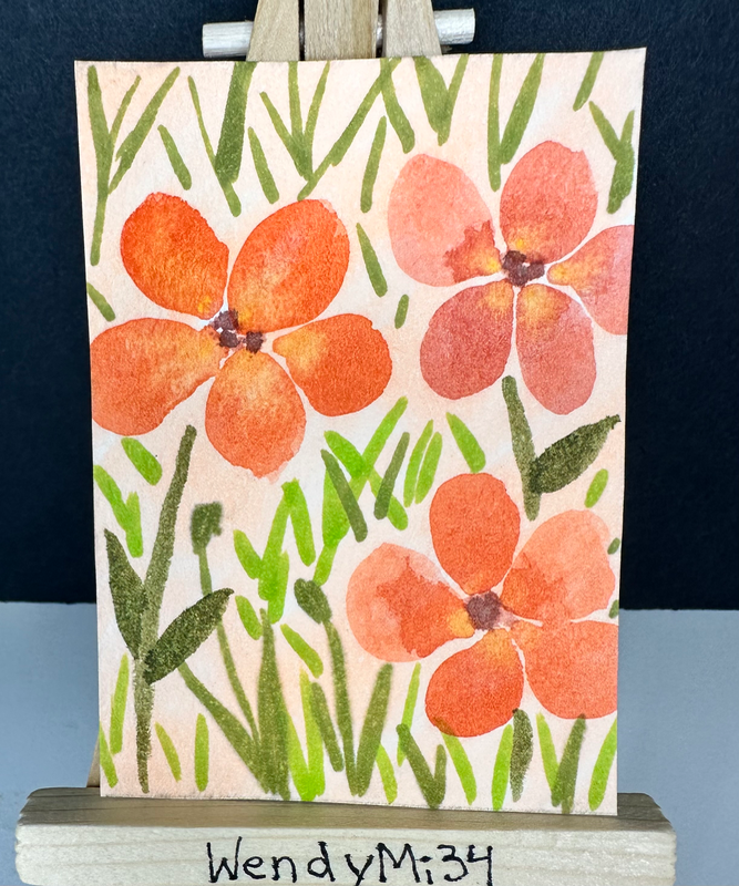 Orange flowers aceo art card