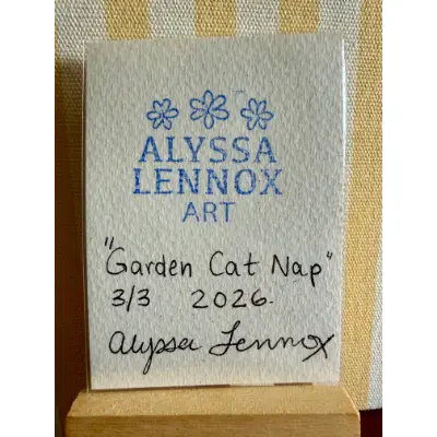 Garden Cat Nap 3/3 aceo art card thumbnail 2