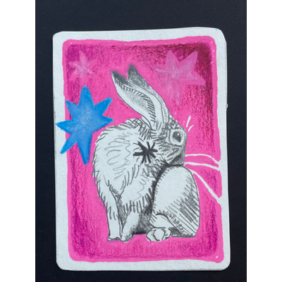 “Itchy bunny” - original ACEO by Norah Mae aceo art card thumbnail 2