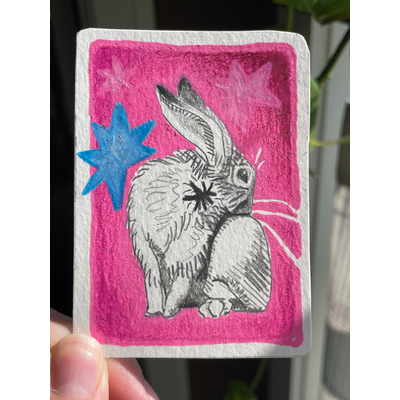 “Itchy bunny” - original ACEO by Norah Mae aceo art card thumbnail 1