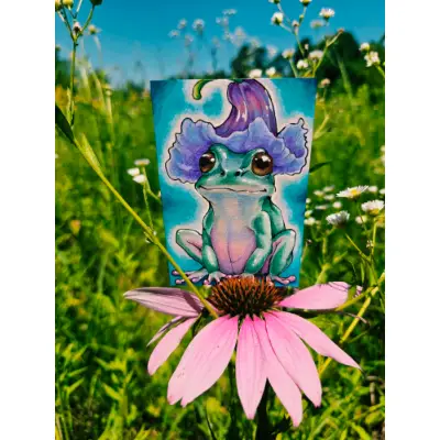 Violet Petunia Frog - Original ACEO aceo art card thumbnail 1
